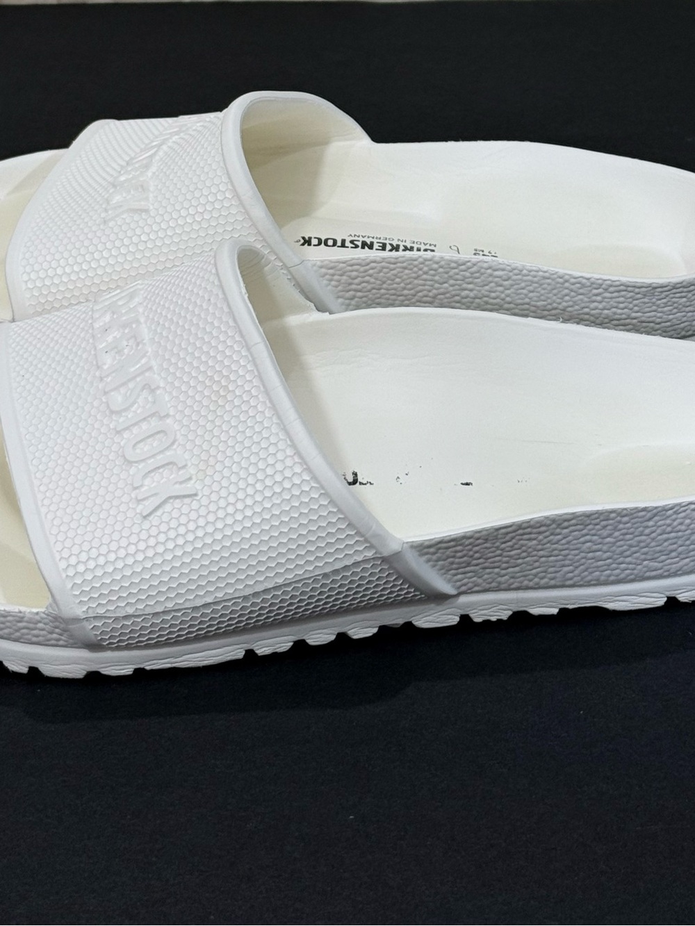 Birkenstock White Slide Sandals, sz 7